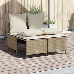 vidaXL Salon de jardin avec coussins 4 pcs beige résine tressée