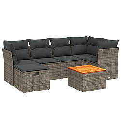 vidaXL Salon de jardin avec coussins 7 pcs gris résine tressée