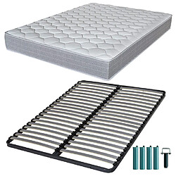 Ebac Matelas mousse + Sommier métal C220 140x190 Madere - Hauteur 24 cm - Soutien ferme