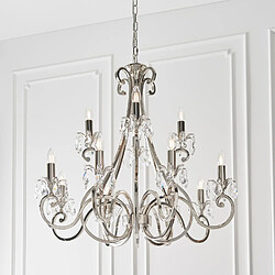 Acheter Interiors 1900 Chandelier Oksana, nickel poli, pendeloques cristal, 12 éclairages