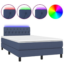 vidaXL Sommier à lattes de lit avec matelas LED Bleu 120x200 cm Tissu