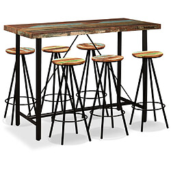 vidaXL Ensemble de bar 7 pcs Bois massif recyclé