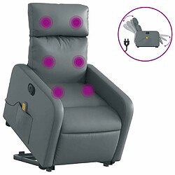 Maison Chic Fauteuil Relax pour salon, Fauteuil inclinable de massage électrique gris similicuir -GKD37100