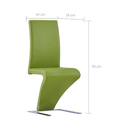 vidaXL Chaises à manger avec forme de zigzag lot de 2 vert similicuir pas cher