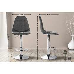 Avis Decoshop26 Tabouret de bar x1 avec repose-pieds hauteur réglable pivotant assise en tissu gris foncé cadre métallique chromé 10_0004845