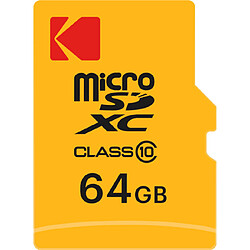 KODAK Micro SDXC 64GB avec adaptateur - Vitesse Premium et Stockage Fiable - Noir