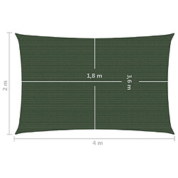 vidaXL Voile d'ombrage 160 g/m² Vert foncé 2x4 m PEHD pas cher