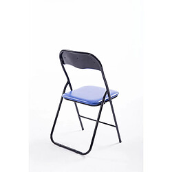 Decoshop26 Chaise de cuisine pliable bleu pied en métal noir MED10010