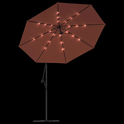 Helloshop26 Parasol déporté à led et mât en acier diamètre 300 cm orange 02_0008580