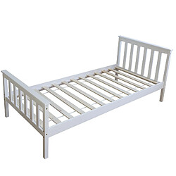 Decoshop26 Lit pour enfant 90x200cm avec sommier à lattes en bois blanc LIT06081