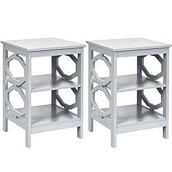 Helloshop26 Lot de 2 tables de chevet à 3 niveaux table d'appoint en forme o simple et contemporain 40x40x61cm gris 20_0005845