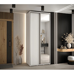 Abiks Meble Armoire DAVOS 3 À Portes Coulissantes 205,2/110/45 2 Portes (Blanc/Blanc/Argent)