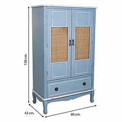 Armoire Alexandra House Living Bleu Rotin Bois d'épicéa Bois MDF 42 x 138 x 80 cm pas cher