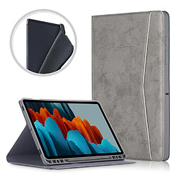 Etui en PU Poche avant avec support et porte-stylo gris pour votre Samsung Galaxy Tab S7 FE T736