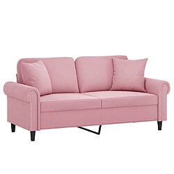 Avis Maison Chic Canapé 2 places avec oreillers,Sofa de Salon,Canapé droit décoratifs rose 140 cm velours -GKD889539