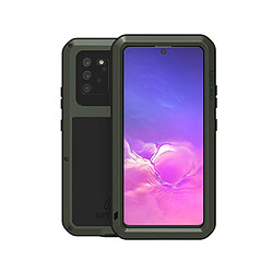 Coque en silicone + métal défendre contre la poussière vert armé pour votre Samsung Galaxy A91/S10 Lite