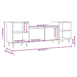 vidaXL Meuble TV Chêne fumé 160x35x55 cm Bois d'ingénierie pas cher