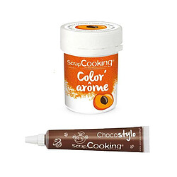 Scrapcooking Colorant alimentaire orange arôme abricot + Stylo chocolat