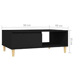 vidaXL Table basse noir 90x60x35 cm bois d'ingénierie pas cher