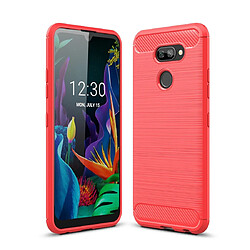 Wewoo Coque Souple Pour LG K40S TPU en fibre de carbone texture brossé rouge