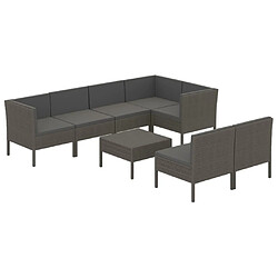 vidaXL Salon de jardin 8 pcs avec coussins résine tressée gris