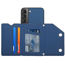 Coque en TPU + PU avec béquille et sangle saphire pour votre Samsung Galaxy S22 Plus 5G