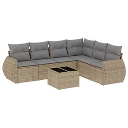 vidaXL Salon de jardin avec coussins 7 pcs beige résine tressée