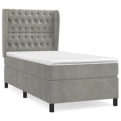 vidaXL Sommier à lattes de lit et matelas Gris clair 80x200 cm Velours