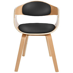 Decoshop26 Lot de 2 chaises de salle à manger bureau design retro en PVC noir structure en bois clair 10_0001715