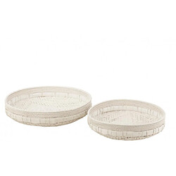 Dansmamaison Set De 2 Plat Rond Rotin Blanc