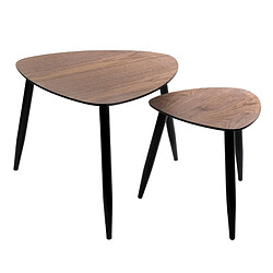 Atmosphera, Createur D'Interieur Lot de 2 tables à café façon Noyer "Mileo" Atmosphera