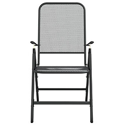 Ensemble à manger de jardin 9 pcs,Table et chaise à dîner anthracite métal maille -MN90223 pas cher