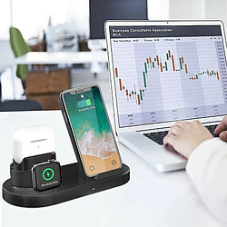 Chrono Chargeur sans fil, station de charge sans fil 3 en 1, support de chargeur rapide 15 W, pour AirPods, série Apple iWatch, support de chargeur sans fil pour iPhone 12/11/11pro/X/XS/XR/Xs Max/8/8 Plus,(noir) pas cher