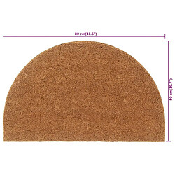 Acheter vidaXL Tapis de porte naturel demi-rond 50x80cm fibre de coco touffeté