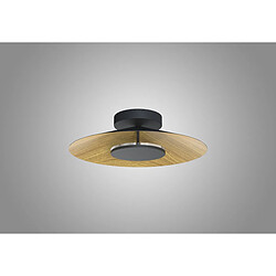 Inspired Plafonnier 25cm Rond, LED 8W, 3000K, 560lm, Bois/Noir, 3 ans de Garantie