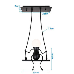 Acheter Stoex Lot de 2 Suspension Luminaire Petit Homme en Fer Lampe Créative Design de Gens Moderne Pendentif Enfants Chambre Salon E27 Noir