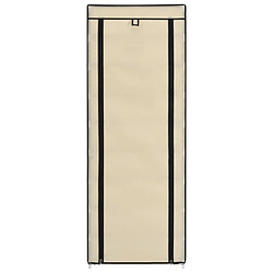 Avis vidaXL Armoire à chaussures avec housse Crème 57x29x162 cm Tissu