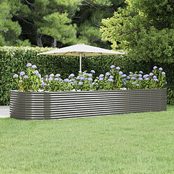 vidaXL Lit surélevé de jardin Gris 447x140x68cm Acier enduit de poudre