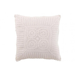 Dansmamaison Coussin Carre Dentelles Coton Blanc