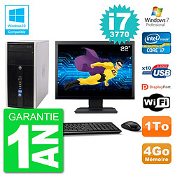 PC HP 6300 MT Ecran 22" Core i7-3770 RAM 4Go Disque 1To Graveur DVD Wifi W7 - Occasion