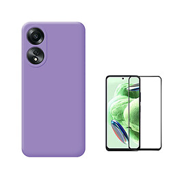 Kit de film en verre trempé de la couverture de 5D + couvercle de silicone liquide Phonecare pour Oppo A58 4G - Violet