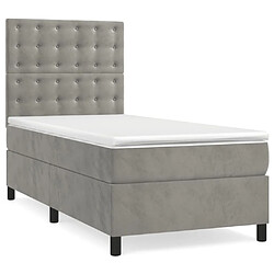 Maison Chic Lit adulte- Lit + matelas,Sommier à lattes de lit et matelas Gris clair 90x190 cm Velours -GKD53703 