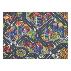 RUGSX TAPIS REBEL ROADS Urban life 97 Métropole, rues antidérapant pour enfants - gris 95x200 cm