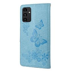 Etui en PU motif gros papillons avec support bleu pour votre Samsung Galaxy A13 4G