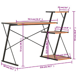 vidaXL Bureau avec étagère Noir et marron 116x50x93 cm pas cher