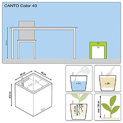 LECHUZA Jardinière Canto Color Square 40 ALL-IN-ONE Graphite 13722 pas cher