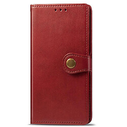 Wewoo Housse Coque Étui en cuir de protection pour téléphone portable avec boucle de couleur unie rétro lanière et cadre photo et fente carte et portefeuille et fonction de support Huawei P Smart Z rouge pas cher