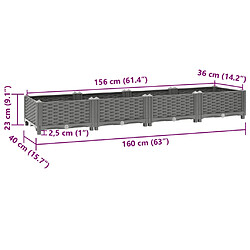 vidaXL Lit surélevé 160x40x23 cm Polypropylène pas cher