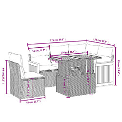 Avis vidaXL Salon de jardin avec coussins 6 pcs beige résine tressée