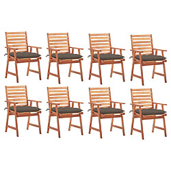 vidaXL Chaises à manger d'extérieur lot de 8 et coussins Acacia massif